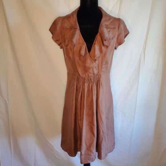 Ann Taylor LOFT Lot of 2 Silk Dresses Size 4 Green Brown - Picture 7 of 12